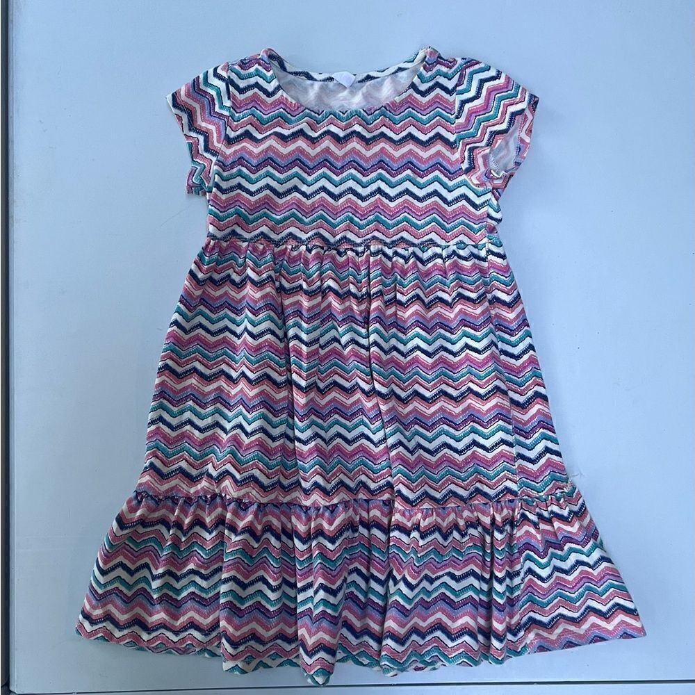 fabkids Multicoloured Zig Zag Striped Dress  size M
